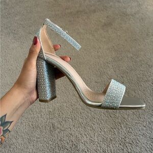 Windsor Glittering Silver Block Heels